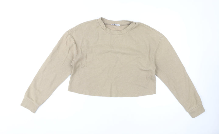 Zara Women's Beige Pullover Sweatshirt Size 8