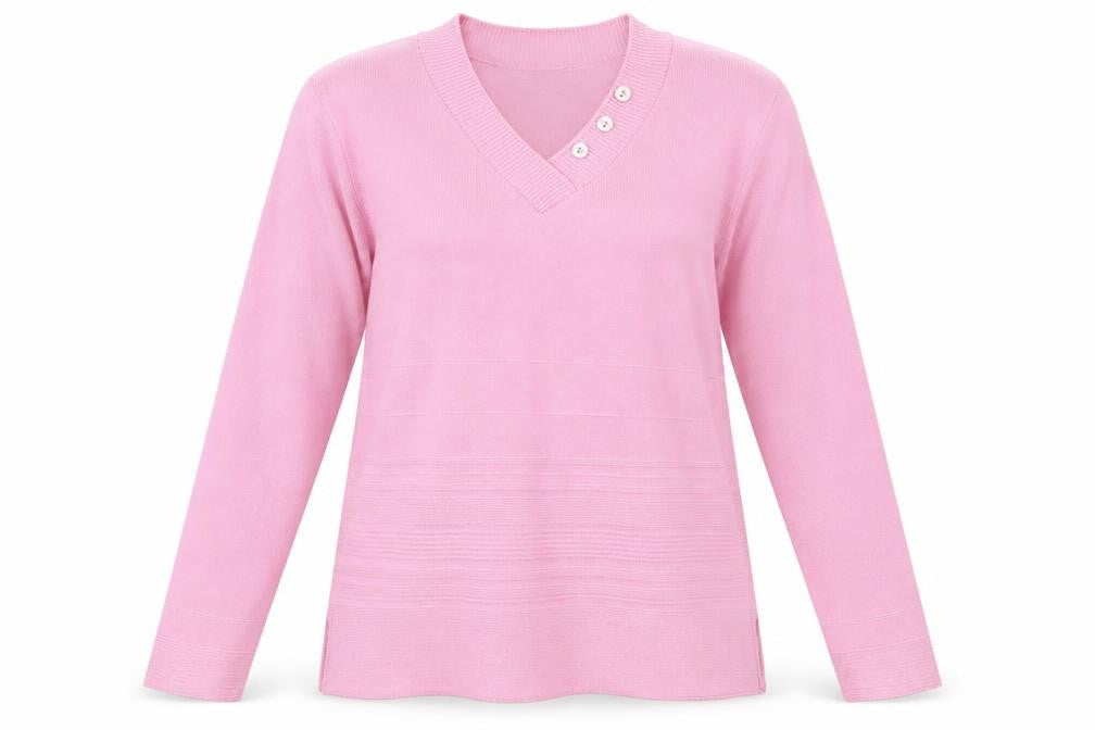 Classics Women's Pink V-Neck Pullover Jumper L