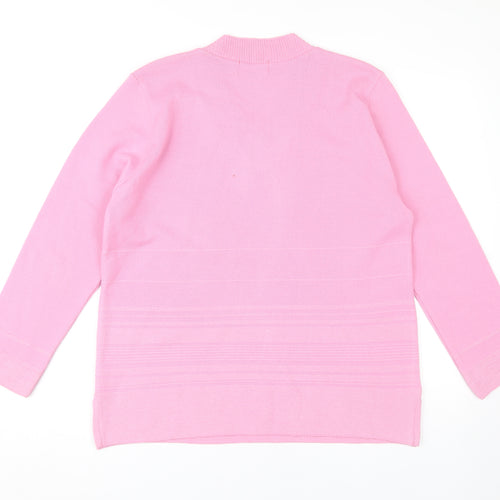 Classic Women's Pink V-Neck Pullover Jumper L