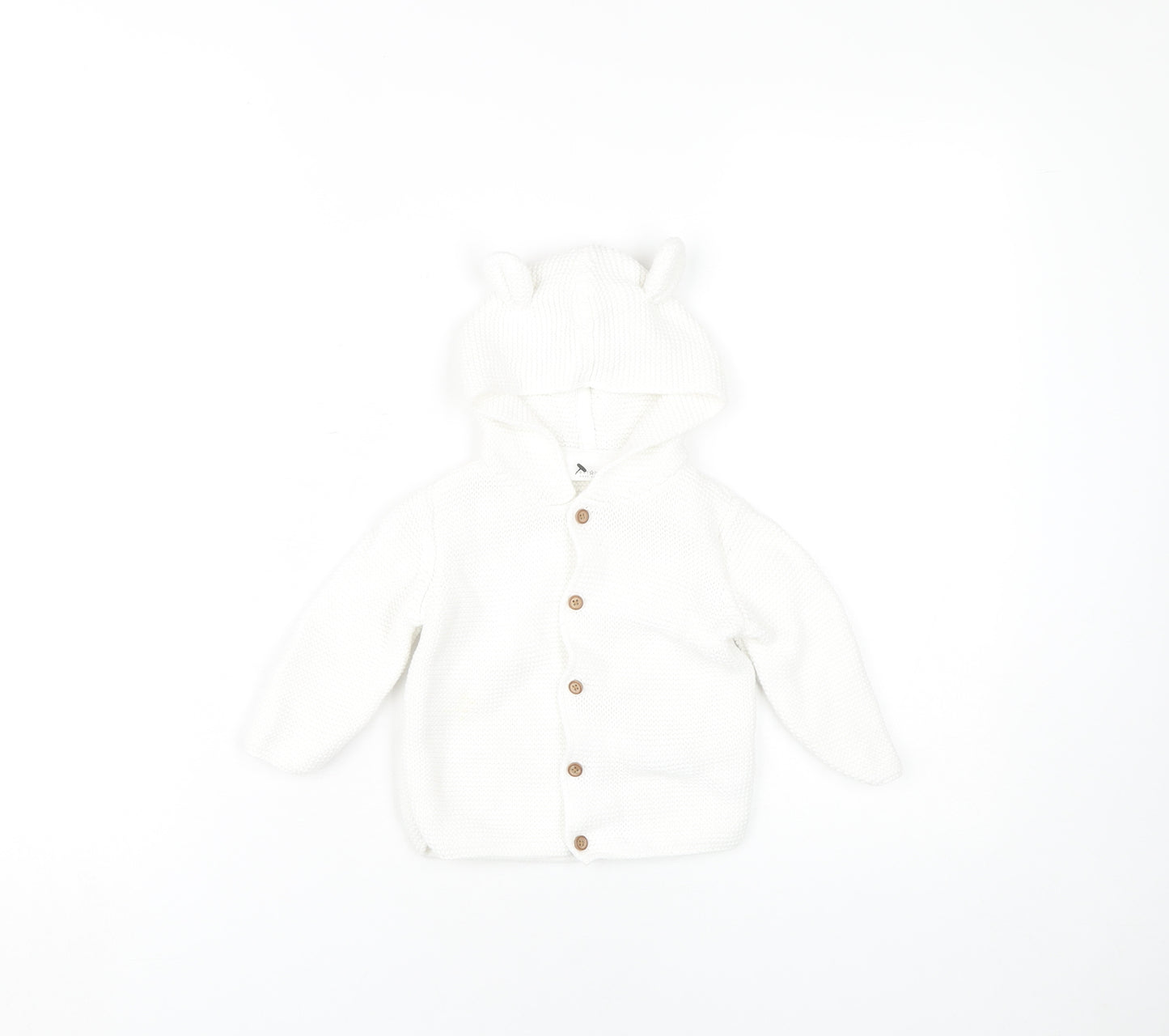 Next Baby Cardigan White Unisex 9-12 Months Hooded Cotton