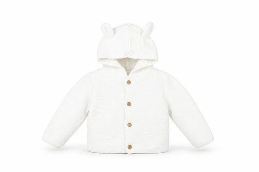 Front view of Next Baby Cardigan White unisex 9-12 months hooded cotton