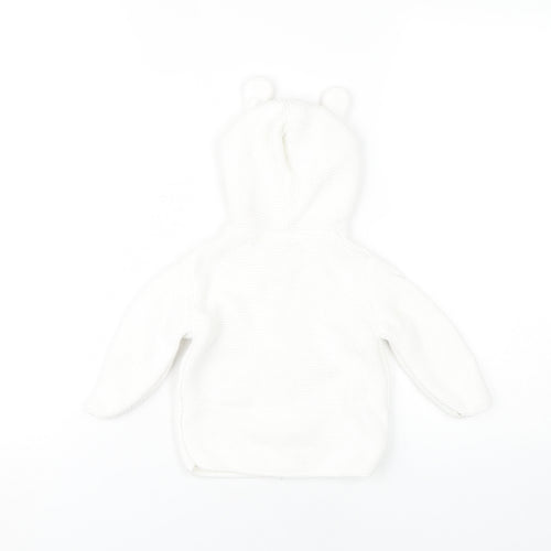 Next Baby Cardigan White Unisex 9-12 Months Hooded Cotton
