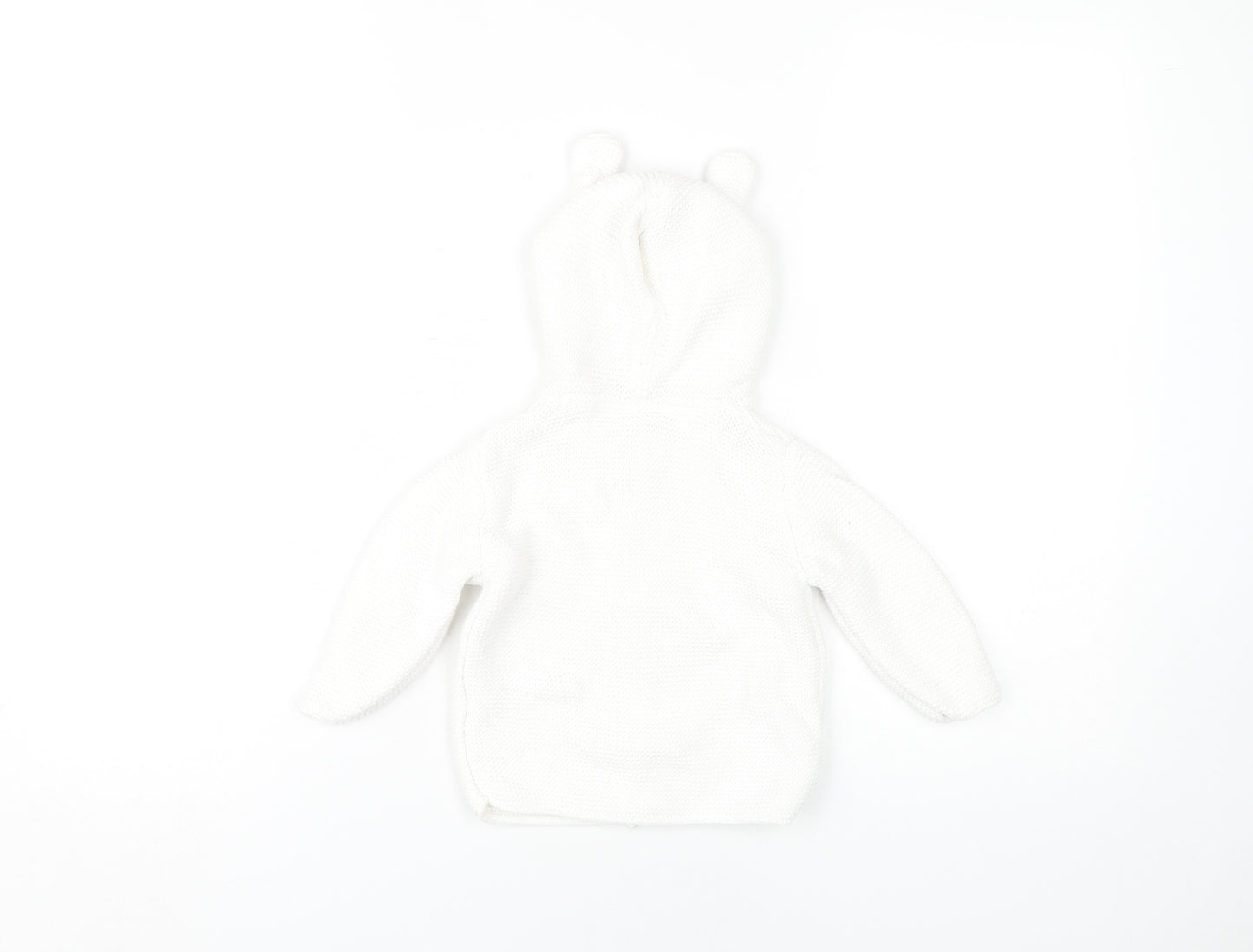 Next Baby Cardigan White Unisex 9-12 Months Hooded Cotton