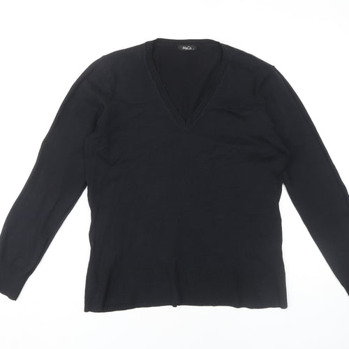 M&Co Women's Black V-Neck Pullover Jumper Size L