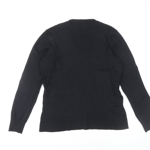 M&Co Women's Black V-Neck Pullover Jumper Size L