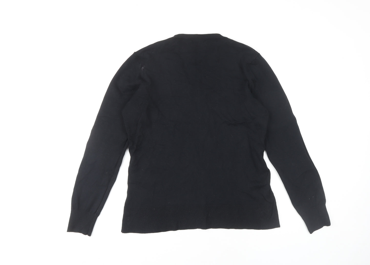M&Co Women's Black V-Neck Pullover Jumper Size L