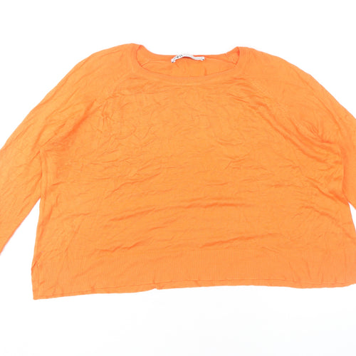 Zara Women's Orange S Pullover Jumper Crew Neck