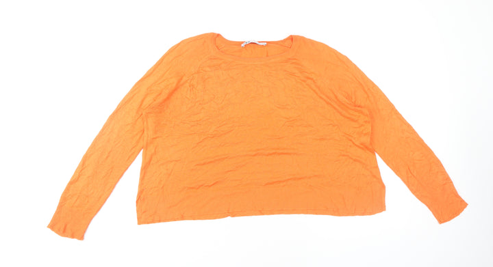 Zara Women's Orange S Pullover Jumper Crew Neck