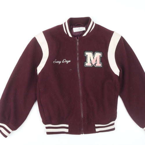 H&M Girls Burgundy Varsity Jacket, Age 9-10