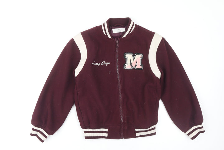 H&M Girls Burgundy Varsity Jacket, Age 9-10