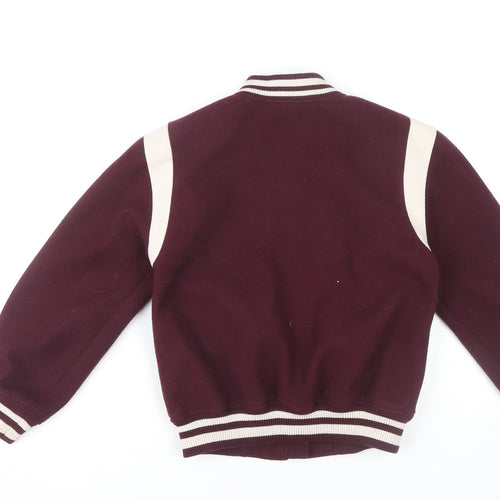 H&M Girls Burgundy Varsity Jacket, Age 9-10