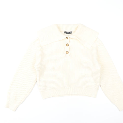 MNG Women's Ivory XS Collared Henley Jumper