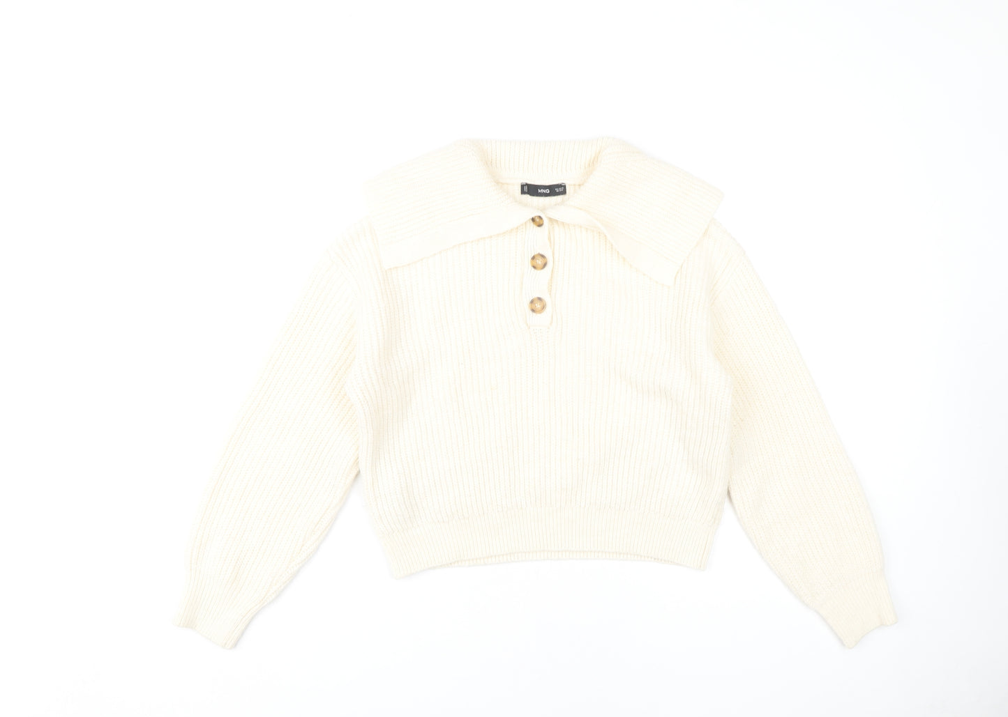 MNG Women's Ivory XS Collared Henley Jumper