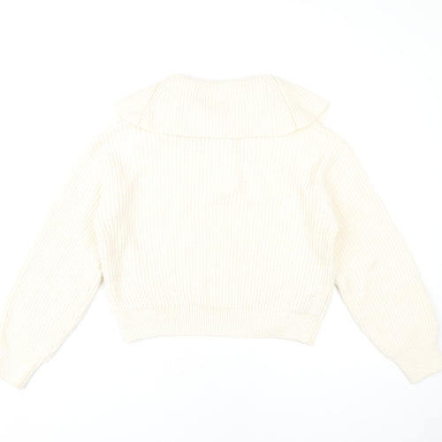 MNG Women's Ivory XS Collared Henley Jumper