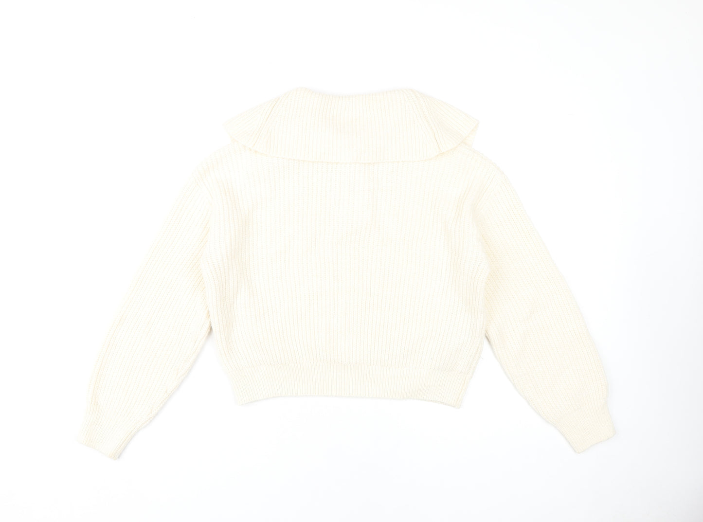 MNG Women's Ivory XS Collared Henley Jumper