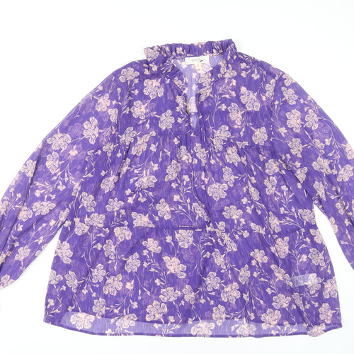 Marks and Spencer Women's Purple Floral Blouse Size 10