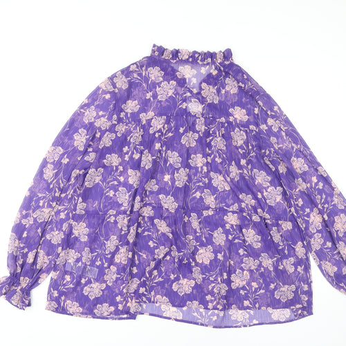 Marks and Spencer Women's Purple Floral Blouse Size 10