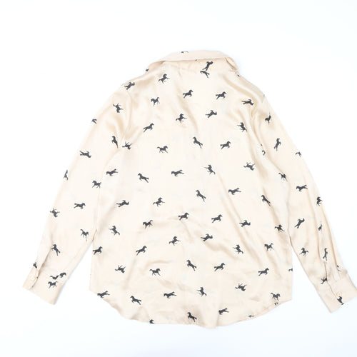 River Island Women Beige Animal Print Button-Up Shirt
