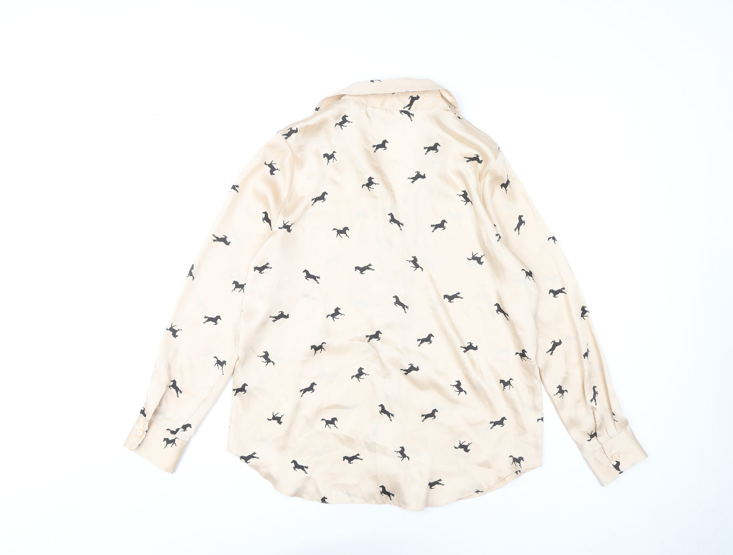 River Island Women Beige Animal Print Button-Up Shirt