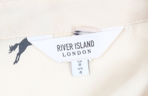 River Island Women Beige Animal Print Button-Up Shirt