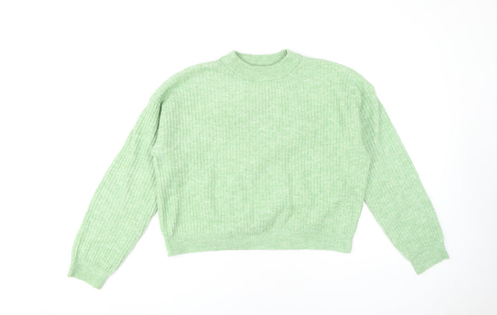 Women's XS Green Mock Neck Pullover Jumper