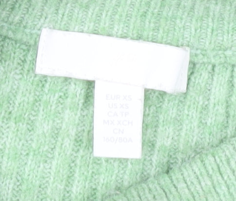 Women's XS Green Mock Neck Pullover Jumper
