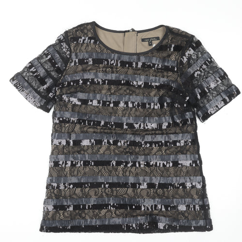 Next Women’s Black Petite Sequin Lace Blouse Size 14