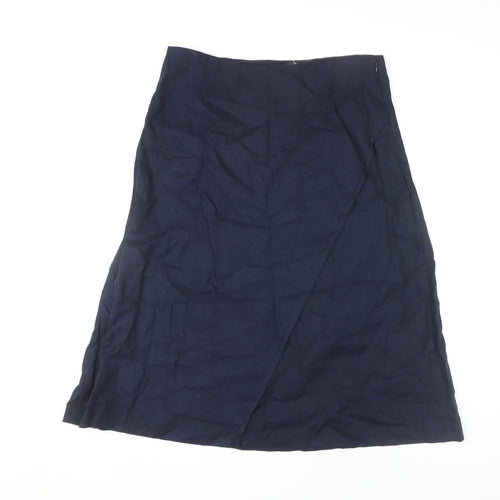Marks and Spencer Women's Blue Linen Skirt Size 14