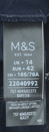 Marks and Spencer Women's Blue Linen Skirt Size 14