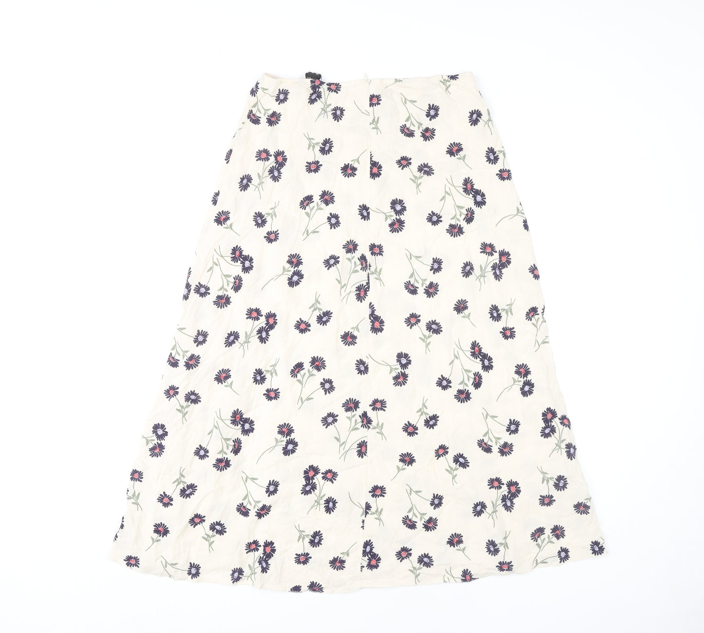 New Look Women's Ivory Floral A-Line Midi Skirt Size 10
