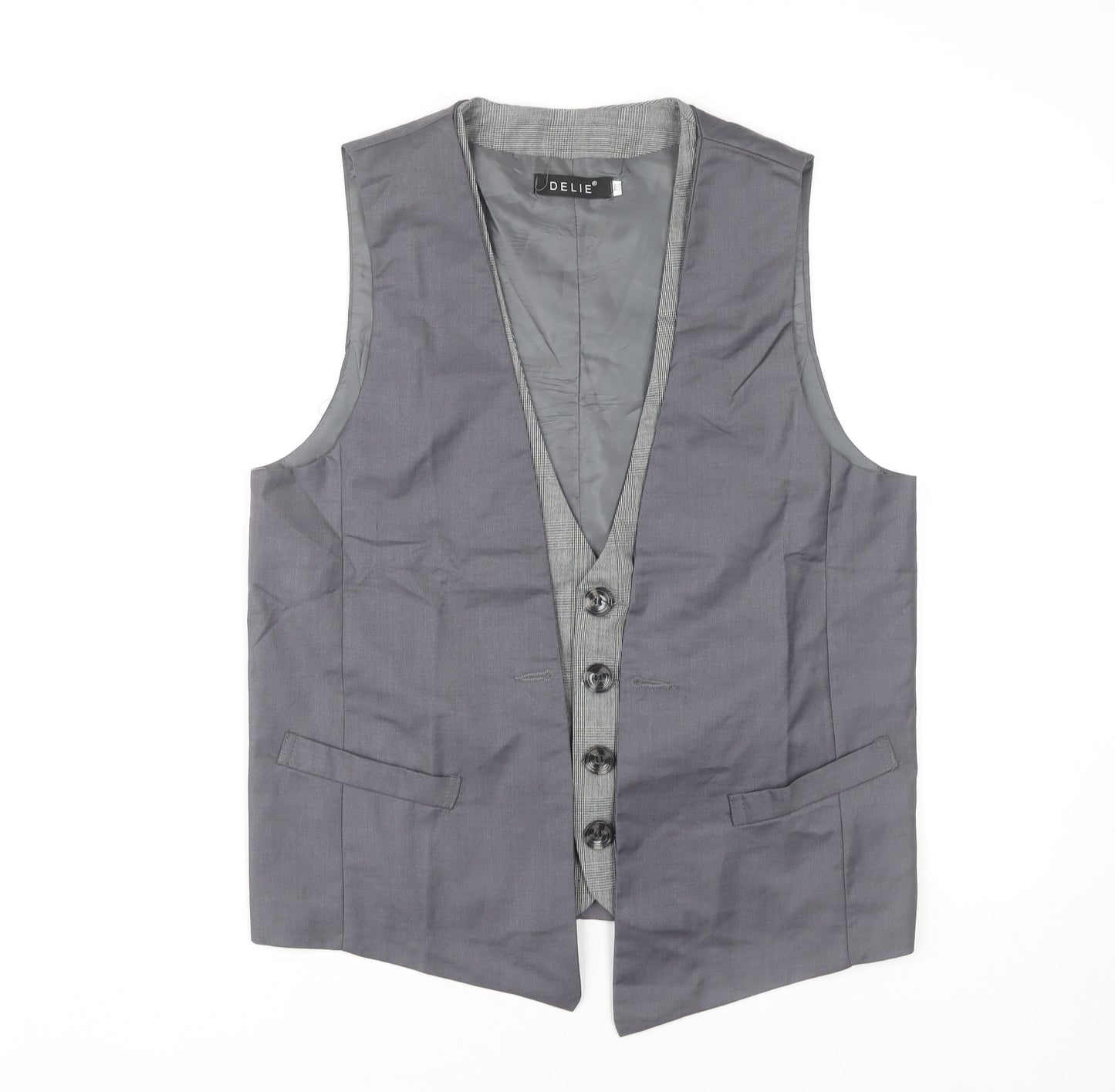 DELIE Men's Grey Suit Waistcoat Size 2XL