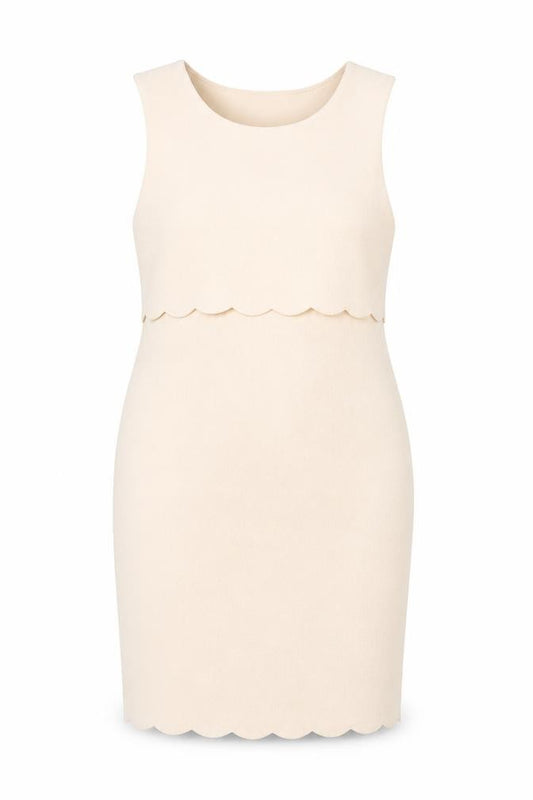Front view of New Look Women's Beige Shift Dress, size 18