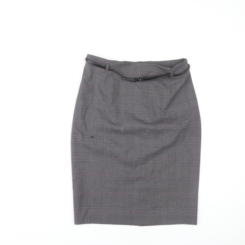 Marks and Spencer Women's Grey Check Pencil Skirt Size 10