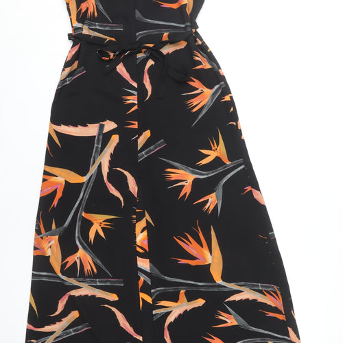 Dancing Leopard Women's Black Floral Midi Slip Dress - Size 8