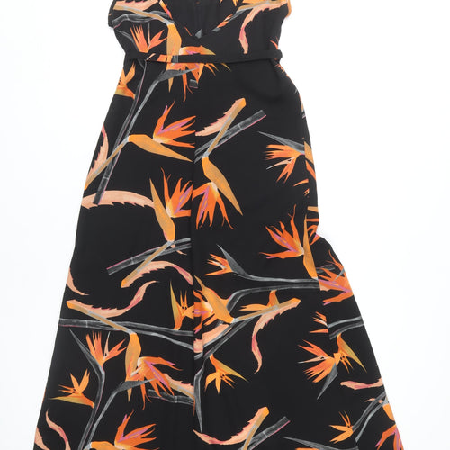 Dancing Leopard Women's Black Floral Midi Slip Dress - Size 8