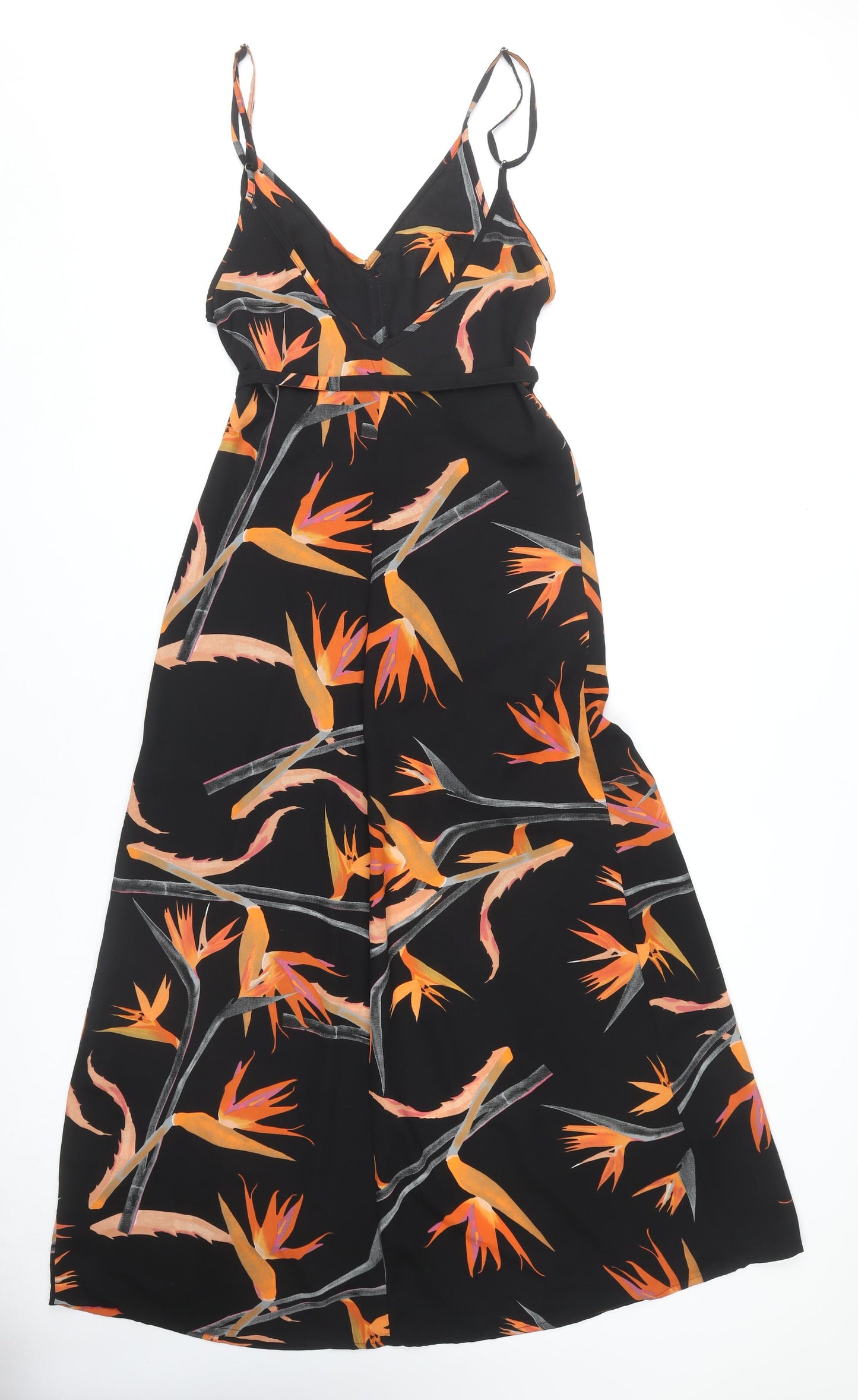 Dancing Leopard Women's Black Floral Midi Slip Dress - Size 8