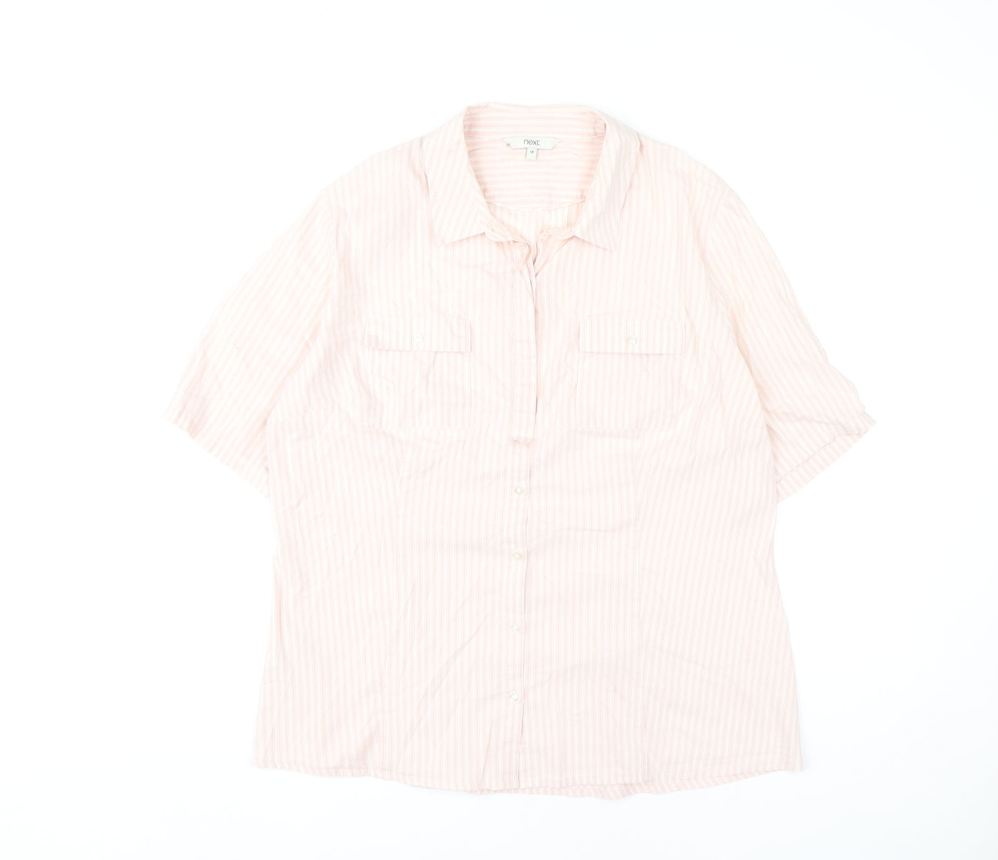 Next Women's Pink Striped Button-Up Shirt Size 18