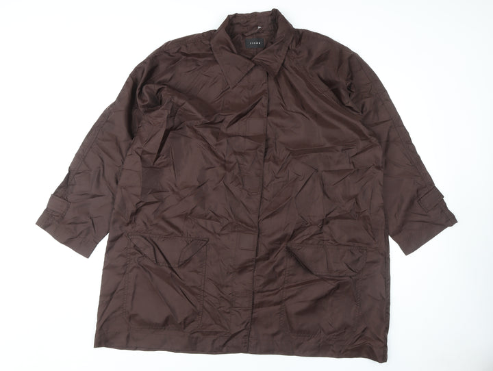 Linea Women's Brown Long Nylon Coat One Size