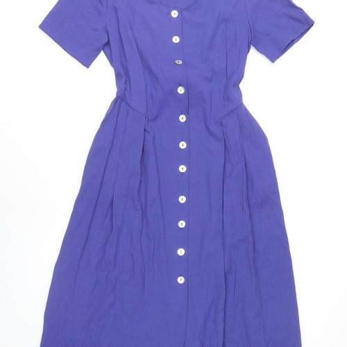 Steilmann Women's Purple Dress, Size 12, Scoop Neck, Button