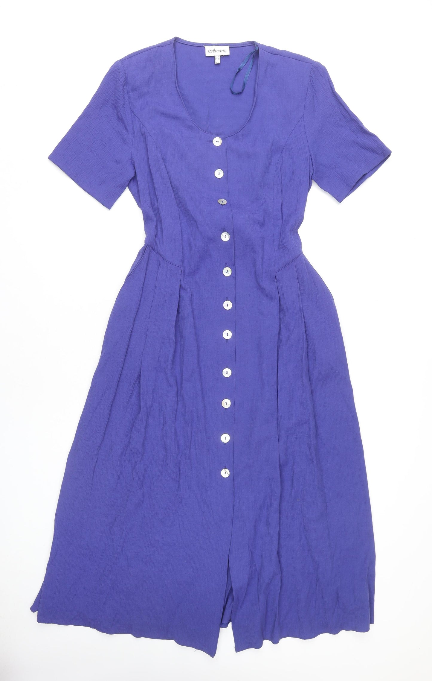 Steilmann Women's Purple Dress, Size 12, Scoop Neck, Button
