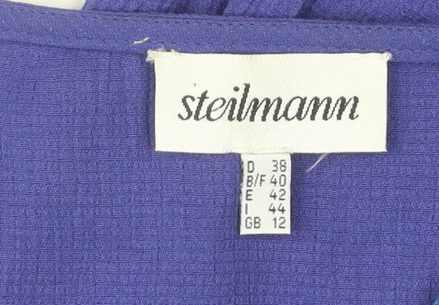 Steilmann Women's Purple Dress, Size 12, Scoop Neck, Button