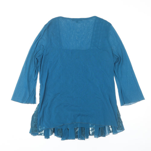 Saloos Women's Blue 3/4 Sleeve Blouse XL