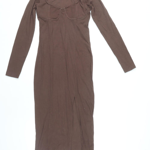 Brave Soul Women's Brown S Bodycon Midi Dress