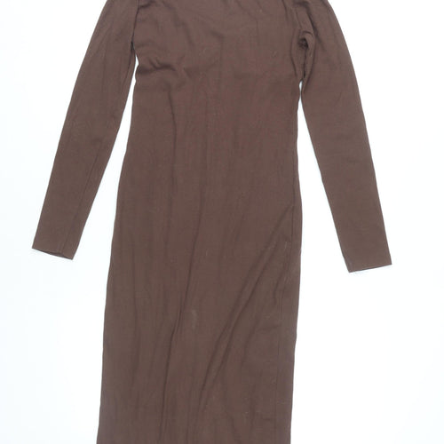 Brave Soul Women's Brown S Bodycon Midi Dress
