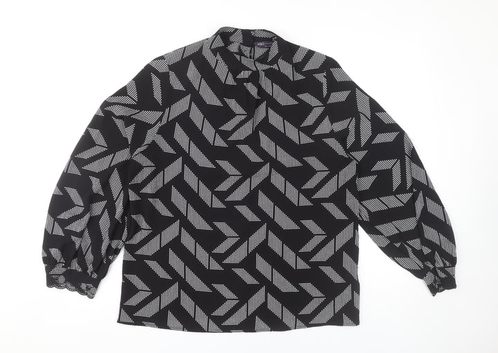 Marks and Spencer Women's Black Geometric Blouse Size 14