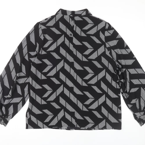 Marks and Spencer Women's Black Geometric Blouse Size 14