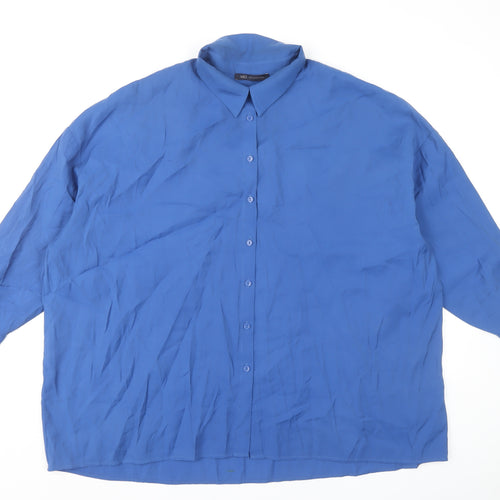 Marks and Spencer Women's Blue Button-Up Shirt Size 18