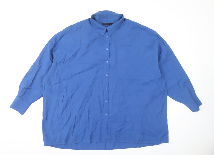 Marks and Spencer Women's Blue Button-Up Shirt Size 18