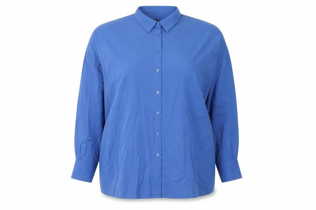 Front view of Marks & Spencer Women's Blue Button-Up Shirt, size 18