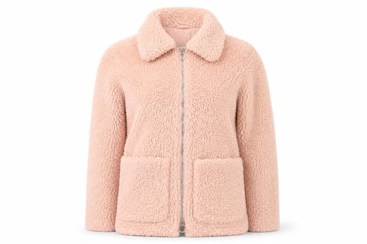 Front view of Topshop Women's Pink Jacket, size 6, Collared Zip Coat